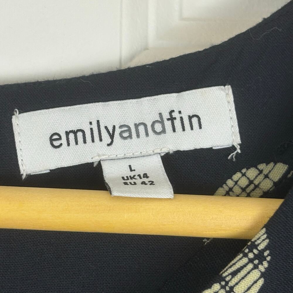 Emily and Fin Black Polka Dot Long Sleeve Midi Dress Twee Fall Retro Mod Large - Picture 4 of 7